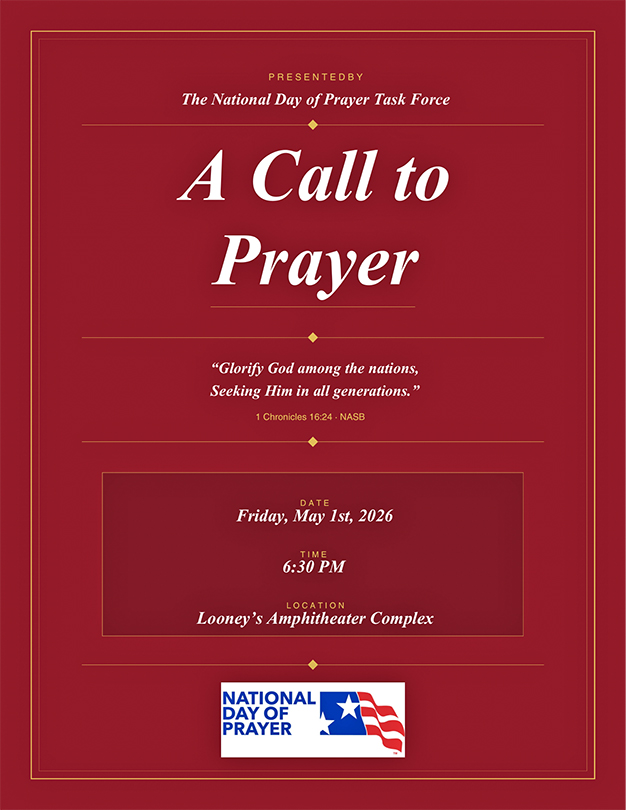 A Call to Prayer at Looney's Friday, May 1, at 6:30 p.m.