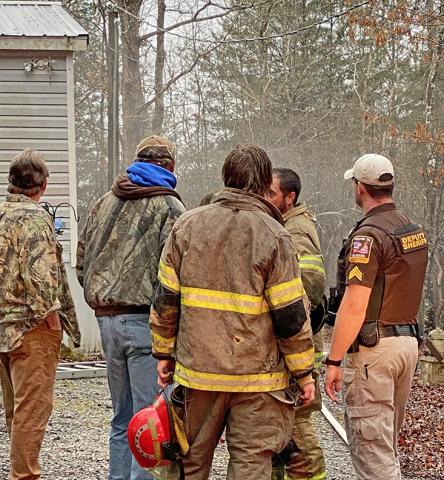 Firefighters and the Winston County Sheriff's Office respond to a structure fire in Houston. (Courtesy photo)