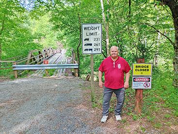 Randy Campbell, who frequently rides horses in the Bankhead National Forest, has noticed a safety concern caused by the old wooden bridge closed at the Sipsey Recreation Area.