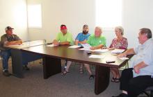 From left, Council Members Alan Barnett, Tommy Chambless and Chris Little; David Roberson of the Winston County Development Board; Town Clerk Marcia Manasco and Mayor Jeff Stokes.