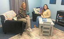 Diane Watson, left, program manager/forensic interviewer at Addie’s Place, and Executive Director Kayren Howton in the area of the center where forensic interviews with child abuse victims take place.