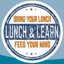 Circular graphic that reads, "Bring Your Lunch, Feed Your Mind."