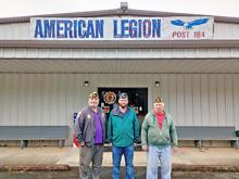 Members of American Legion Post 184 and auxiliary recently meet at the post, located off Highway 278 in Double Springs, to go over major changes and efforts of bringing more members into the organization. From left, District Judge Advocate Tim Howard, Post 184 Commander Matthew Stanfield and  Post 184 Member Jerry Hicks.