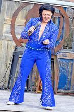 Dawson Horn, an award-winning Elvis Tribute Artist, will be taking local residents on a musical journey through Elvis’ career, from the 1950s through the 1970s, when he and his band perform at the Heart of Haleyville Park Saturday evening.  (courtesy photo)